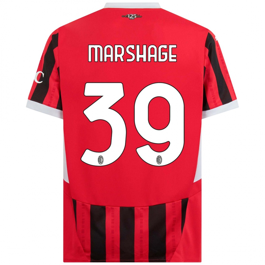 Niño Camiseta Wilgot Marshage #39 Rojo Negro 1ª Equipación 2024/25 La Camisa Chile