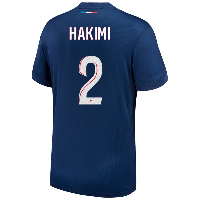 Niño Camiseta Achraf Hakimi #2 Azul Marino Blanco 1ª Equipación 2024/25 La Camisa Chile