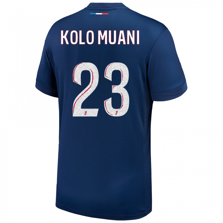 Niño Camiseta Randal Kolo Muani #23 Azul Marino Blanco 1ª Equipación 2024/25 La Camisa Chile