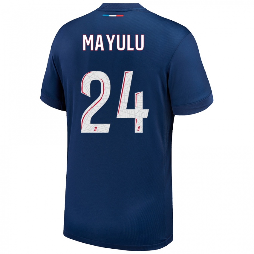 Niño Camiseta Senny Mayulu #24 Azul Marino Blanco 1ª Equipación 2024/25 La Camisa Chile