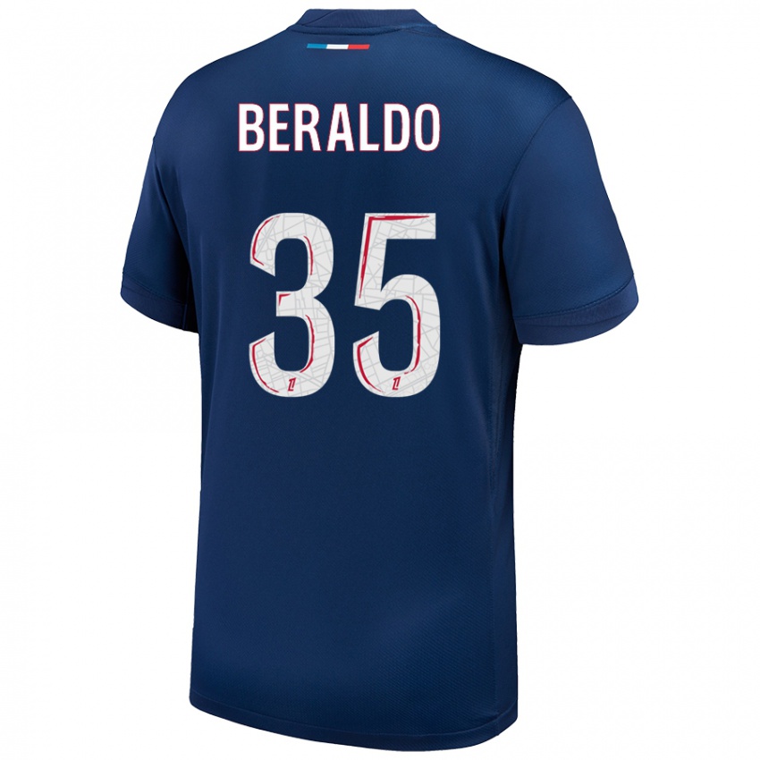 Niño Camiseta Lucas Beraldo #35 Azul Marino Blanco 1ª Equipación 2024/25 La Camisa Chile