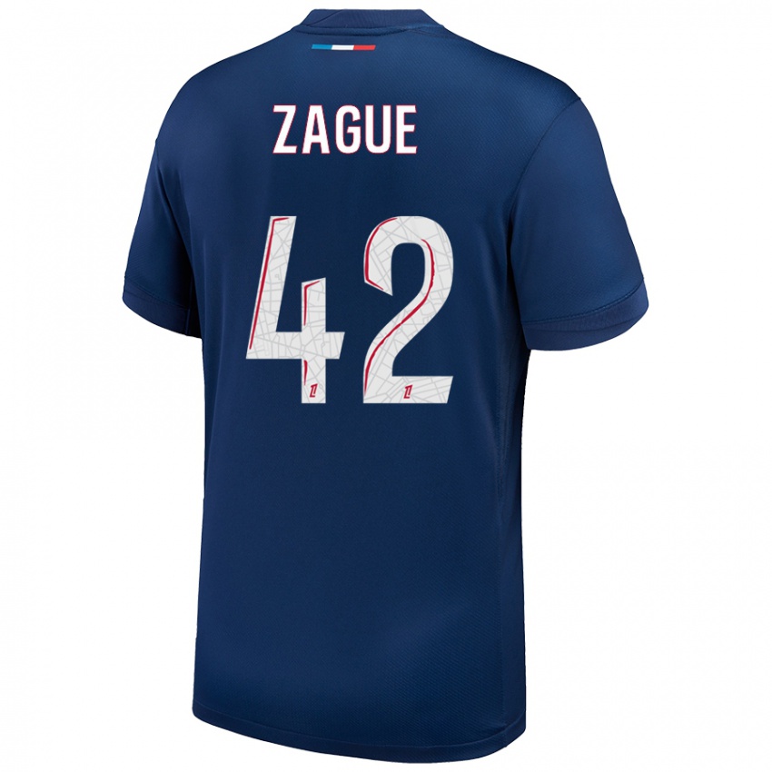 Niño Camiseta Yoram Zague #42 Azul Marino Blanco 1ª Equipación 2024/25 La Camisa Chile