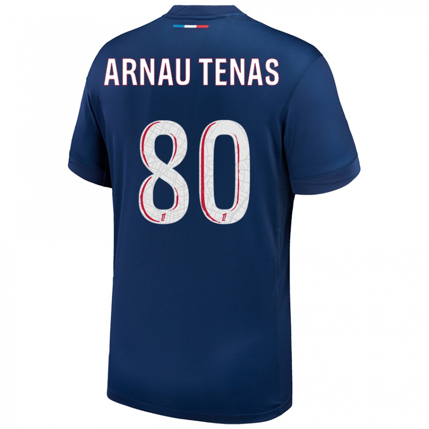 Niño Camiseta Arnau Tenas #80 Azul Marino Blanco 1ª Equipación 2024/25 La Camisa Chile