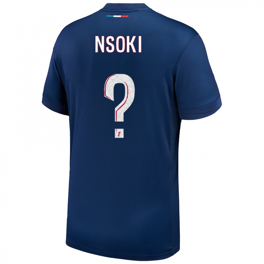 Niño Camiseta Noah Nsoki #0 Azul Marino Blanco 1ª Equipación 2024/25 La Camisa Chile