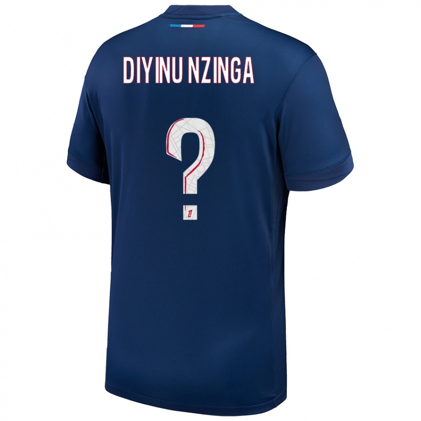 Niño Camiseta Vainqueur Diyinu Nzinga #0 Azul Marino Blanco 1ª Equipación 2024/25 La Camisa Chile