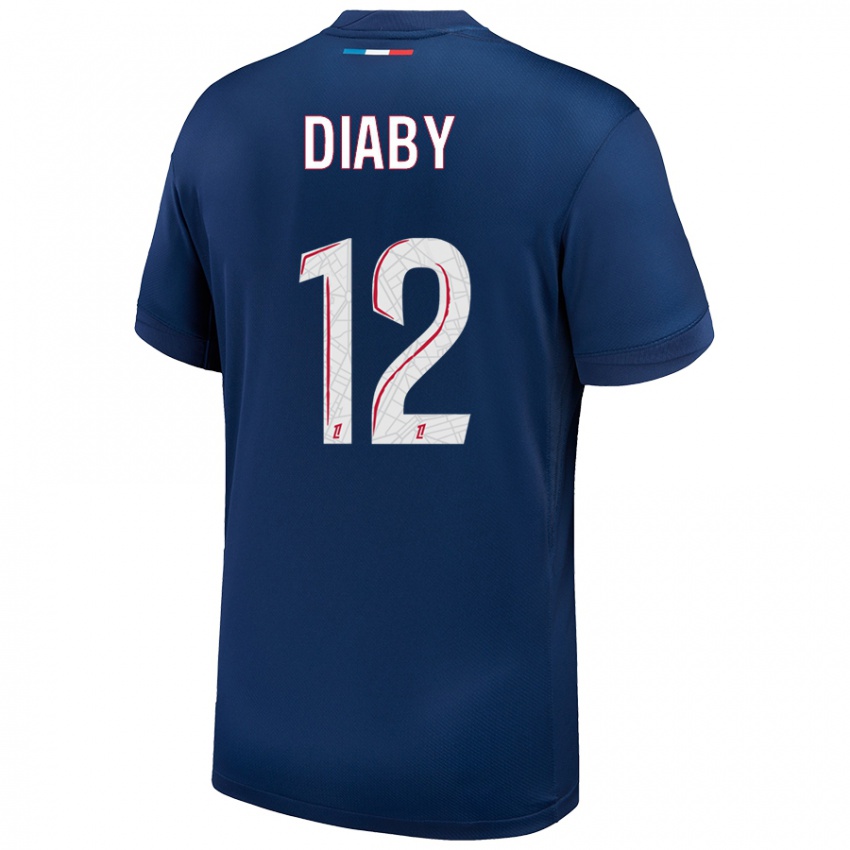 Niño Camiseta Ibrahima Diaby #12 Azul Marino Blanco 1ª Equipación 2024/25 La Camisa Chile