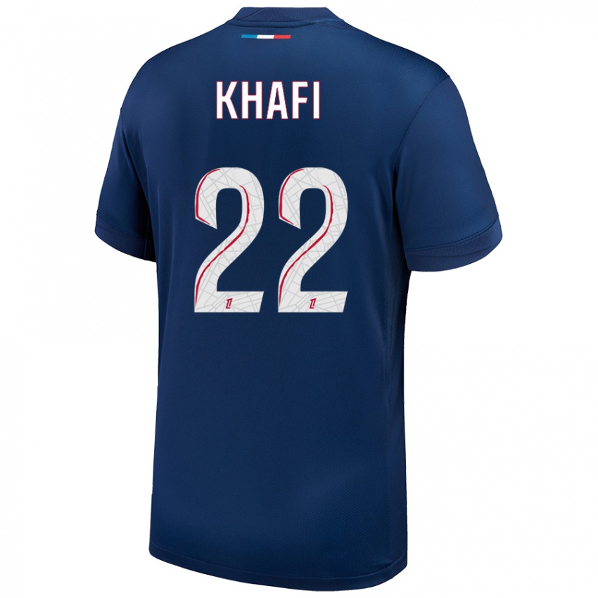 Niño Camiseta Yanis Khafi #22 Azul Marino Blanco 1ª Equipación 2024/25 La Camisa Chile