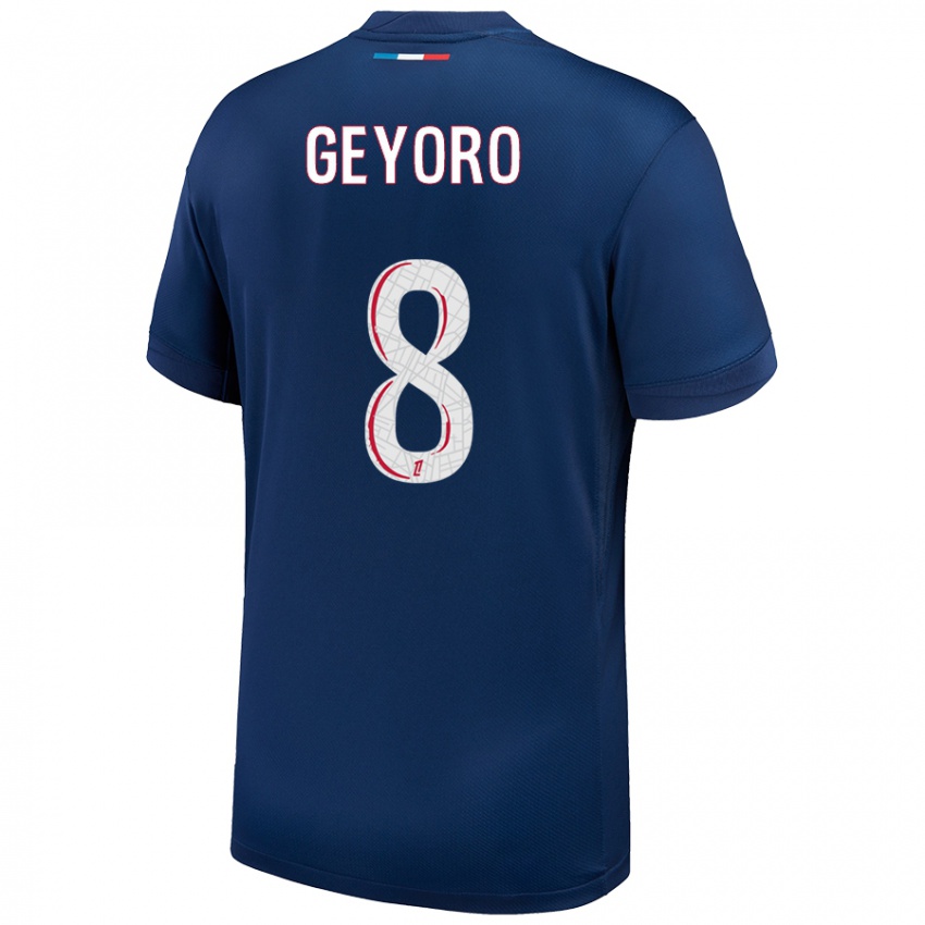 Niño Camiseta Grace Geyoro #8 Azul Marino Blanco 1ª Equipación 2024/25 La Camisa Chile