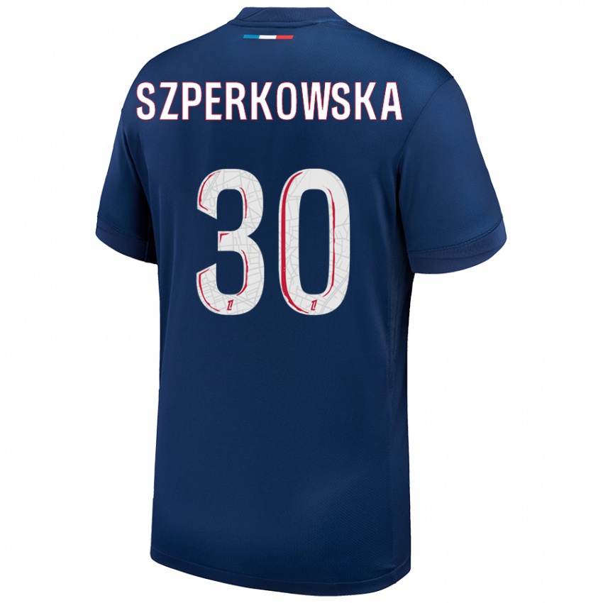 Niño Camiseta Oliwia Szperkowska #30 Azul Marino Blanco 1ª Equipación 2024/25 La Camisa Chile