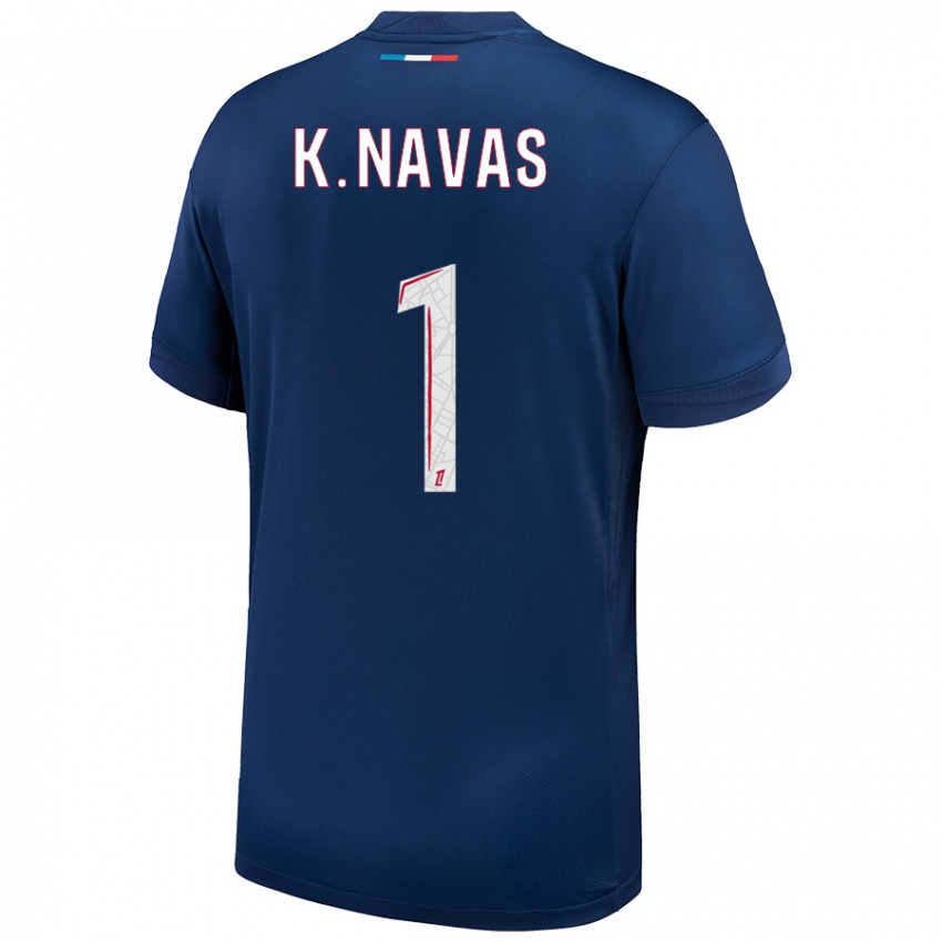 Niño Camiseta Keylor Navas #1 Azul Marino Blanco 1ª Equipación 2024/25 La Camisa Chile