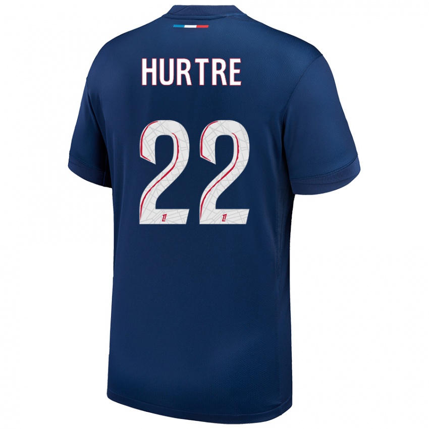 Niño Camiseta Oceane Hurtre #22 Azul Marino Blanco 1ª Equipación 2024/25 La Camisa Chile