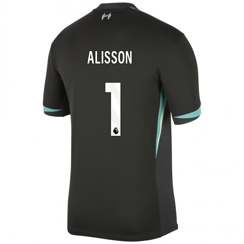 Niño Camiseta Alisson #1 Negro Antracita Blanco 2ª Equipación 2024/25 La Camisa Chile