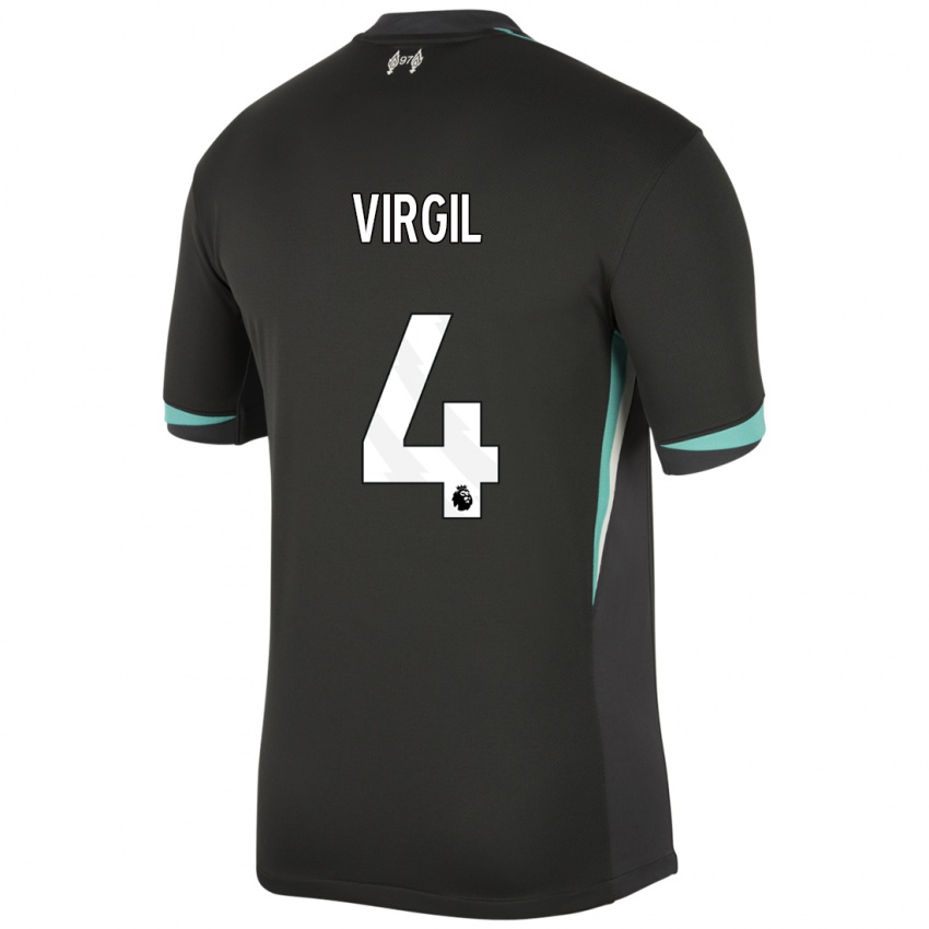 Niño Camiseta Virgil Van Dijk #4 Negro Antracita Blanco 2ª Equipación 2024/25 La Camisa Chile