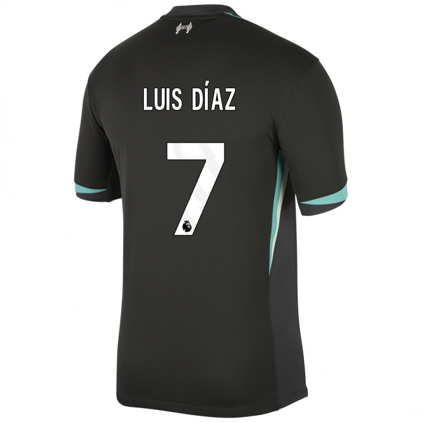 Niño Camiseta Luis Diaz #7 Negro Antracita Blanco 2ª Equipación 2024/25 La Camisa Chile