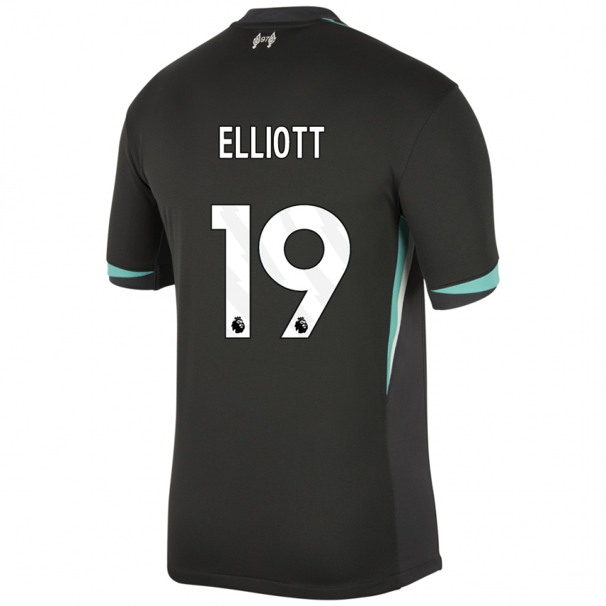 Niño Camiseta Harvey Elliott #19 Negro Antracita Blanco 2ª Equipación 2024/25 La Camisa Chile