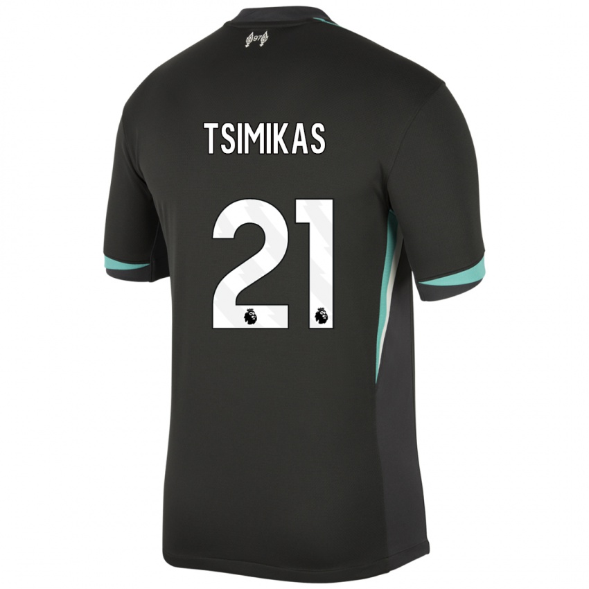 Niño Camiseta Konstantinos Tsimikas #21 Negro Antracita Blanco 2ª Equipación 2024/25 La Camisa Chile