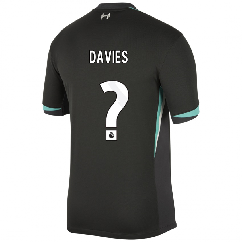 Niño Camiseta Harvey Davies #0 Negro Antracita Blanco 2ª Equipación 2024/25 La Camisa Chile