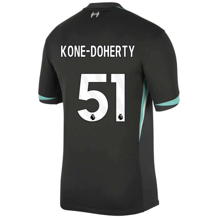 Niño Camiseta Trent Kone-Doherty #51 Negro Antracita Blanco 2ª Equipación 2024/25 La Camisa Chile