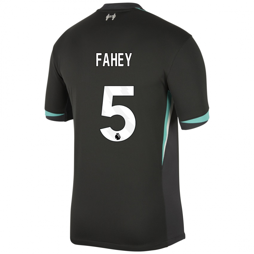 Niño Camiseta Niamh Fahey #5 Negro Antracita Blanco 2ª Equipación 2024/25 La Camisa Chile