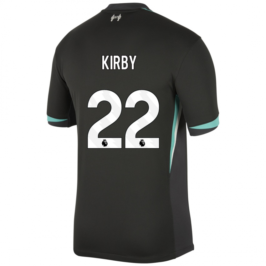 Niño Camiseta Faye Kirby #22 Negro Antracita Blanco 2ª Equipación 2024/25 La Camisa Chile