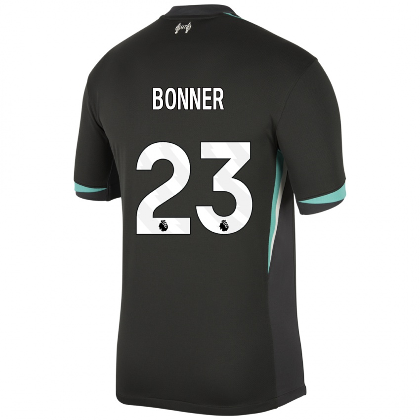 Niño Camiseta Gemma Bonner #23 Negro Antracita Blanco 2ª Equipación 2024/25 La Camisa Chile