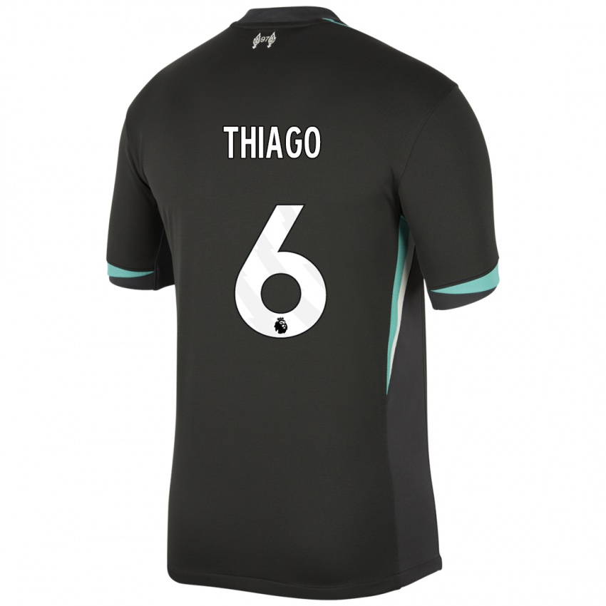 Niño Camiseta Thiago #6 Negro Antracita Blanco 2ª Equipación 2024/25 La Camisa Chile