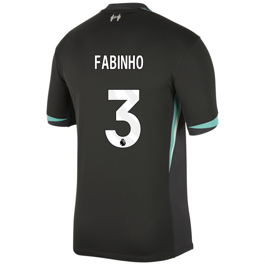 Niño Camiseta Fabinho #3 Negro Antracita Blanco 2ª Equipación 2024/25 La Camisa Chile