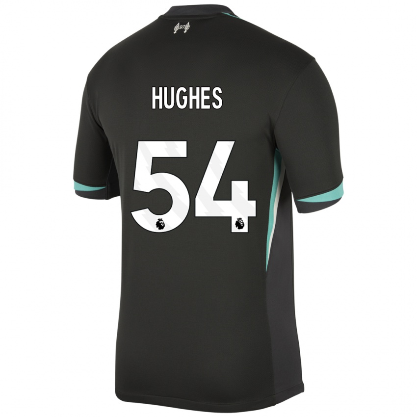 Niño Camiseta Liam Hughes #54 Negro Antracita Blanco 2ª Equipación 2024/25 La Camisa Chile