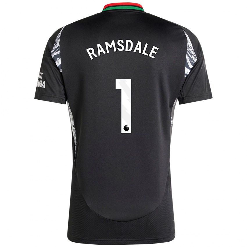 Niño Camiseta Aaron Ramsdale #1 Negro 2ª Equipación 2024/25 La Camisa Chile