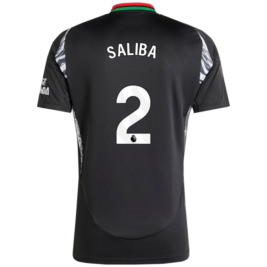 Niño Camiseta William Saliba #2 Negro 2ª Equipación 2024/25 La Camisa Chile