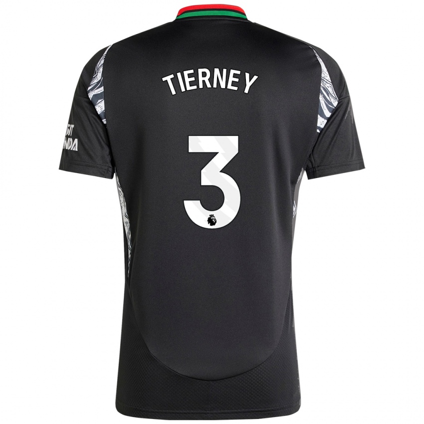 Niño Camiseta Kieran Tierney #3 Negro 2ª Equipación 2024/25 La Camisa Chile