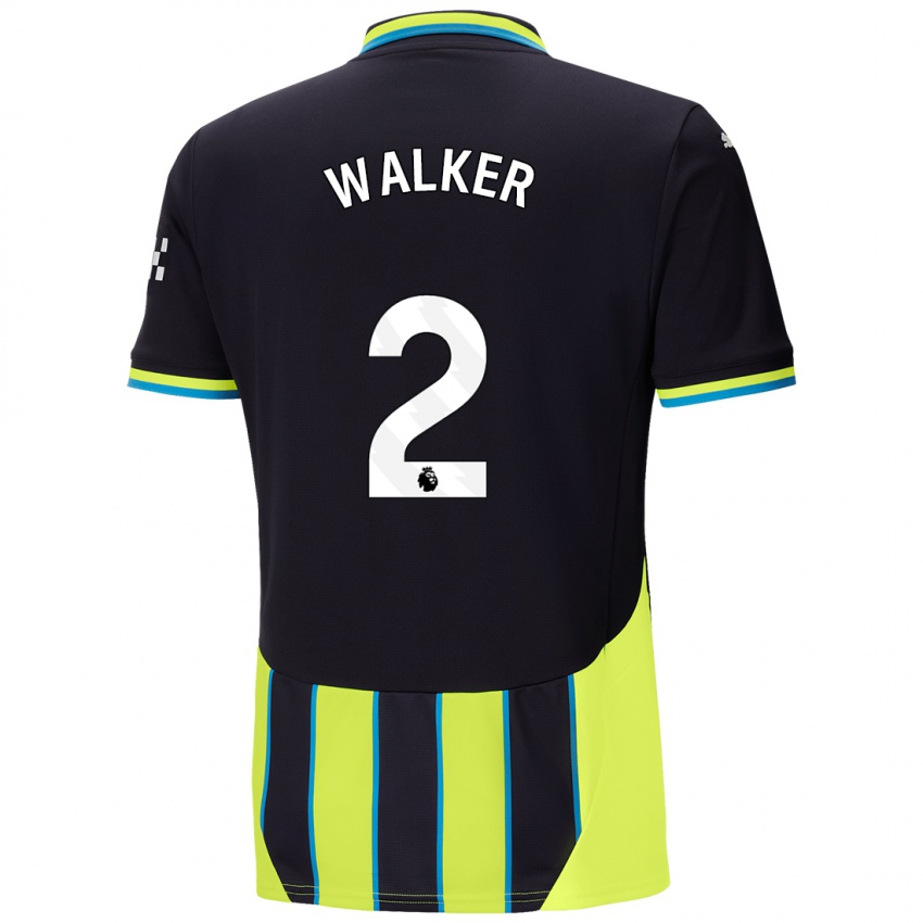 Niño Camiseta Kyle Walker #2 Azul Amarillo 2ª Equipación 2024/25 La Camisa Chile