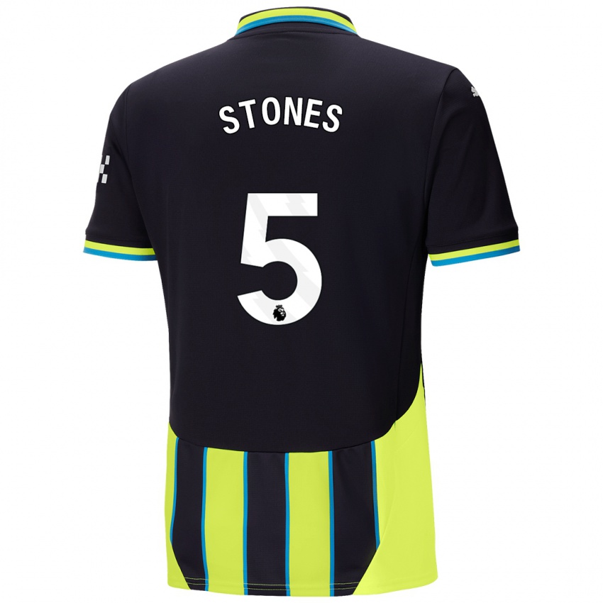 Niño Camiseta John Stones #5 Azul Amarillo 2ª Equipación 2024/25 La Camisa Chile