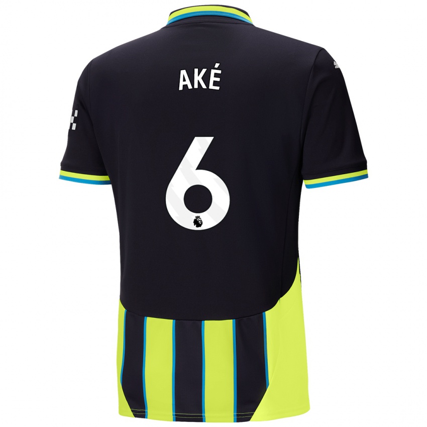 Niño Camiseta Nathan Ake #6 Azul Amarillo 2ª Equipación 2024/25 La Camisa Chile