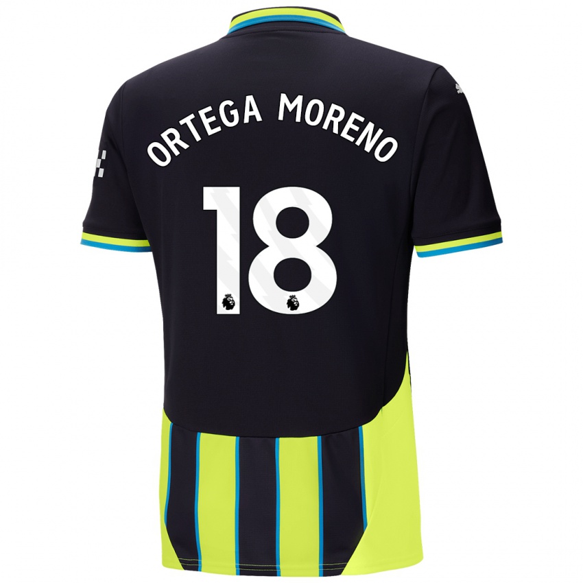 Niño Camiseta Stefan Ortega Moreno #18 Azul Amarillo 2ª Equipación 2024/25 La Camisa Chile