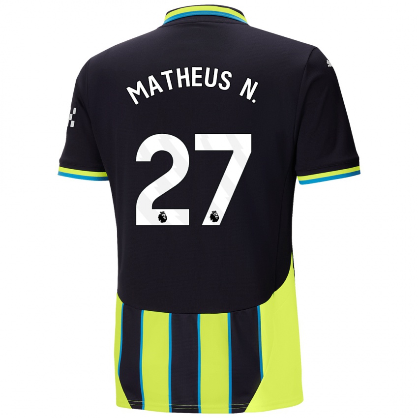 Niño Camiseta Matheus Nunes #27 Azul Amarillo 2ª Equipación 2024/25 La Camisa Chile