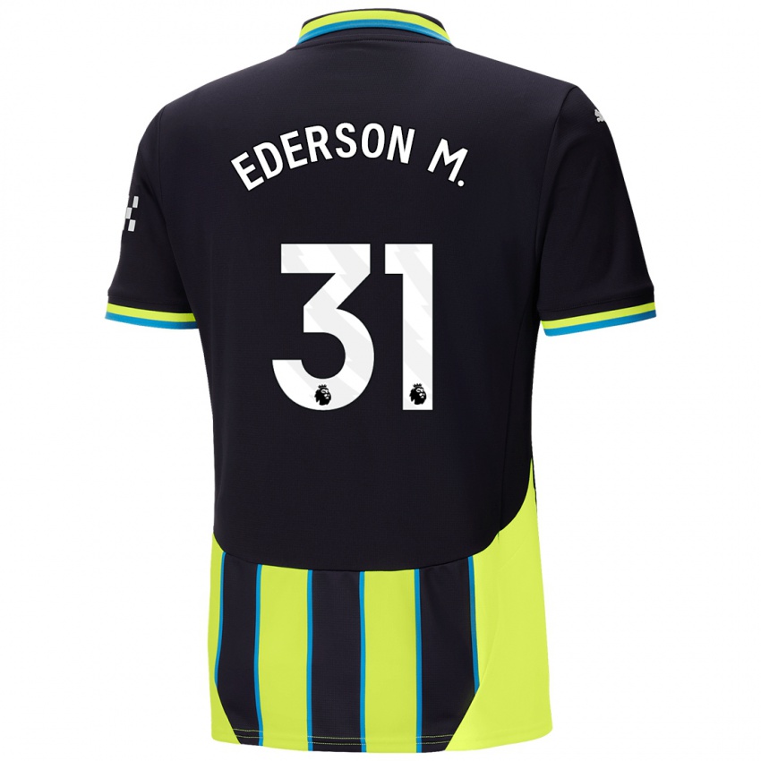 Niño Camiseta Ederson Moraes #31 Azul Amarillo 2ª Equipación 2024/25 La Camisa Chile