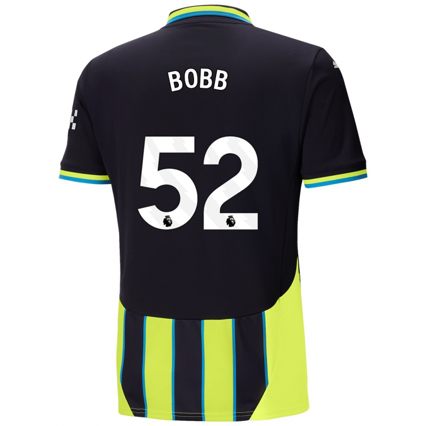 Niño Camiseta Oscar Bobb #52 Azul Amarillo 2ª Equipación 2024/25 La Camisa Chile