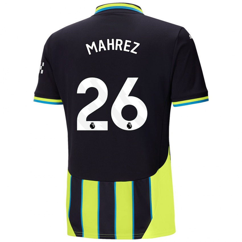 Niño Camiseta Riyad Mahrez #26 Azul Amarillo 2ª Equipación 2024/25 La Camisa Chile