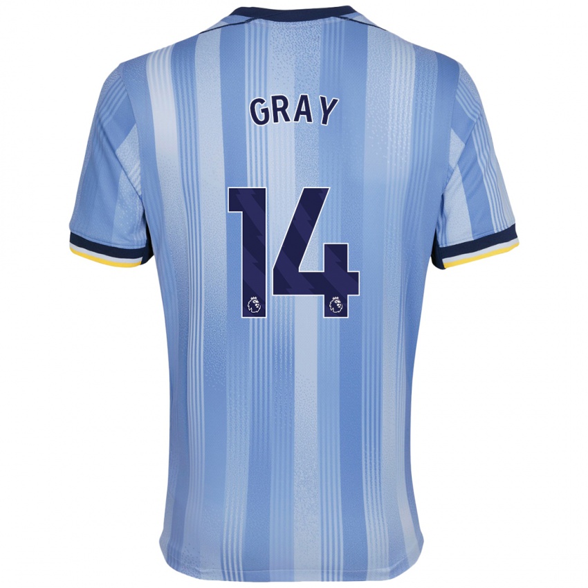 Niño Camiseta Archie Gray #14 Azul Claro 2ª Equipación 2024/25 La Camisa Chile