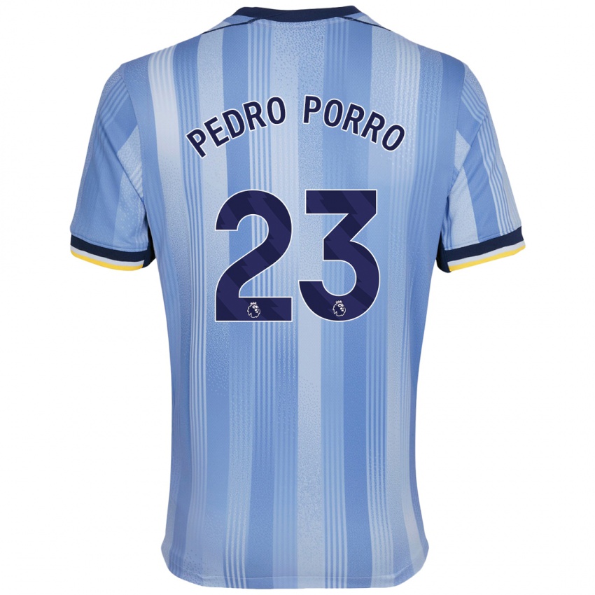 Niño Camiseta Pedro Porro #23 Azul Claro 2ª Equipación 2024/25 La Camisa Chile