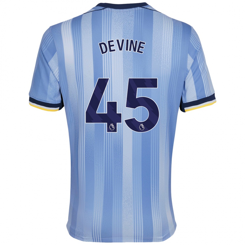 Niño Camiseta Alfie Devine #45 Azul Claro 2ª Equipación 2024/25 La Camisa Chile