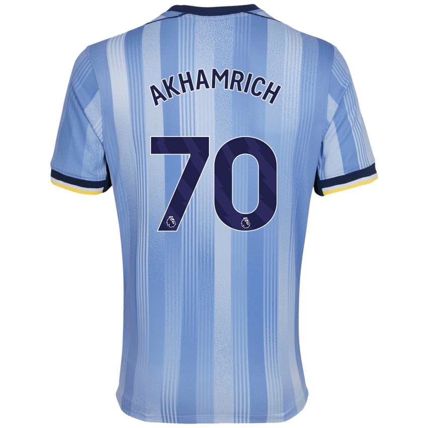 Niño Camiseta Yusuf Akhamrich #70 Azul Claro 2ª Equipación 2024/25 La Camisa Chile