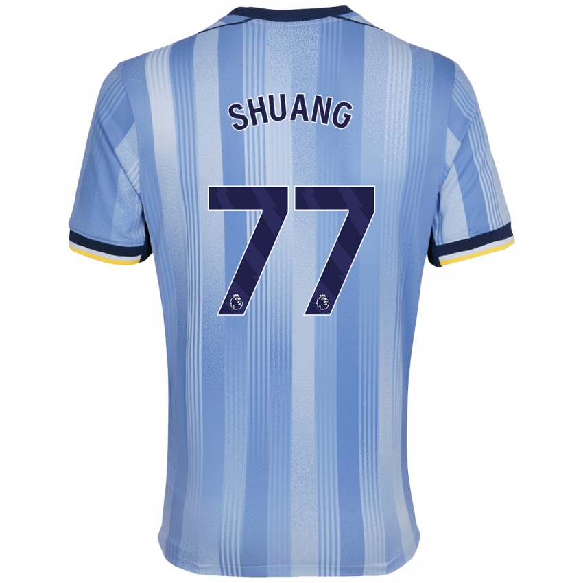 Niño Camiseta Wang Shuang #77 Azul Claro 2ª Equipación 2024/25 La Camisa Chile