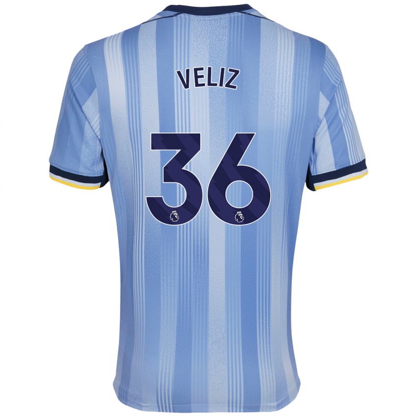 Niño Camiseta Alejo Véliz #36 Azul Claro 2ª Equipación 2024/25 La Camisa Chile