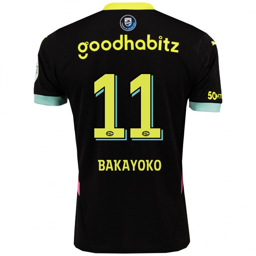 Niño Camiseta Johan Bakayoko #11 Negro Amarillo 2ª Equipación 2024/25 La Camisa Chile