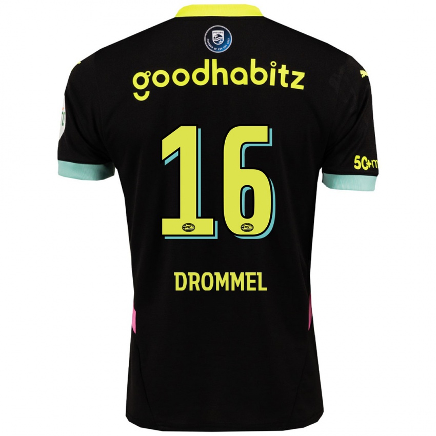 Niño Camiseta Joel Drommel #16 Negro Amarillo 2ª Equipación 2024/25 La Camisa Chile