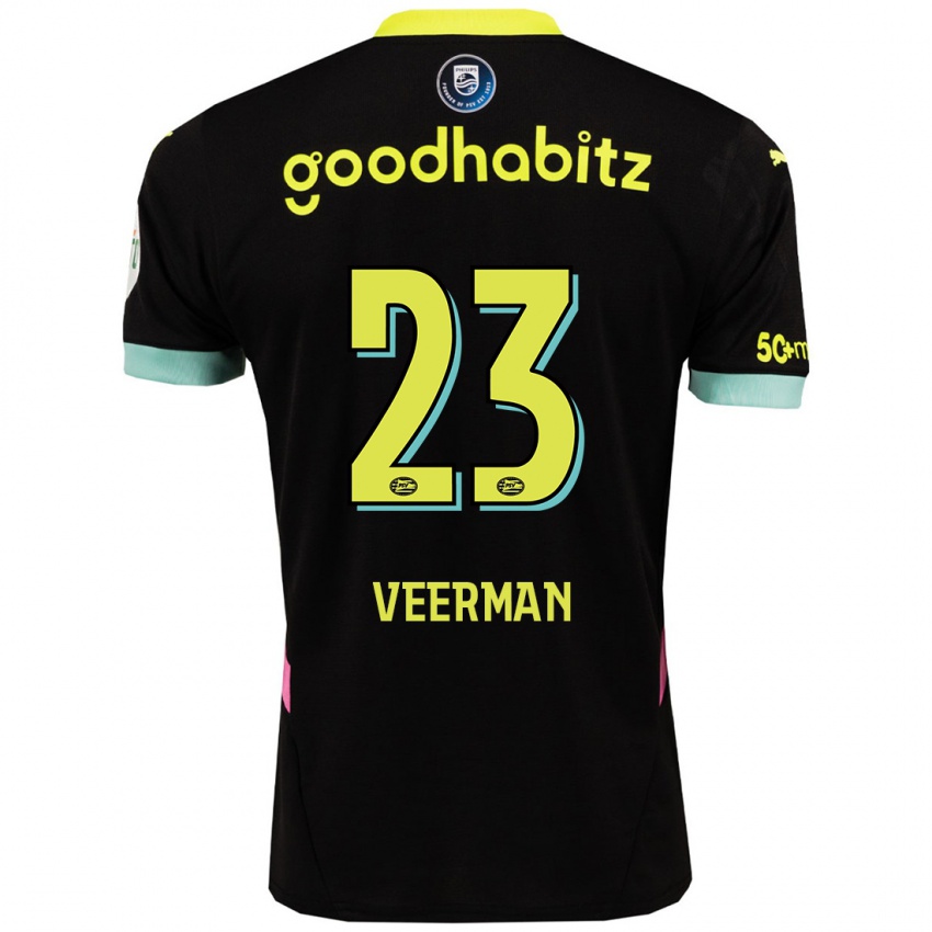 Niño Camiseta Joey Veerman #23 Negro Amarillo 2ª Equipación 2024/25 La Camisa Chile