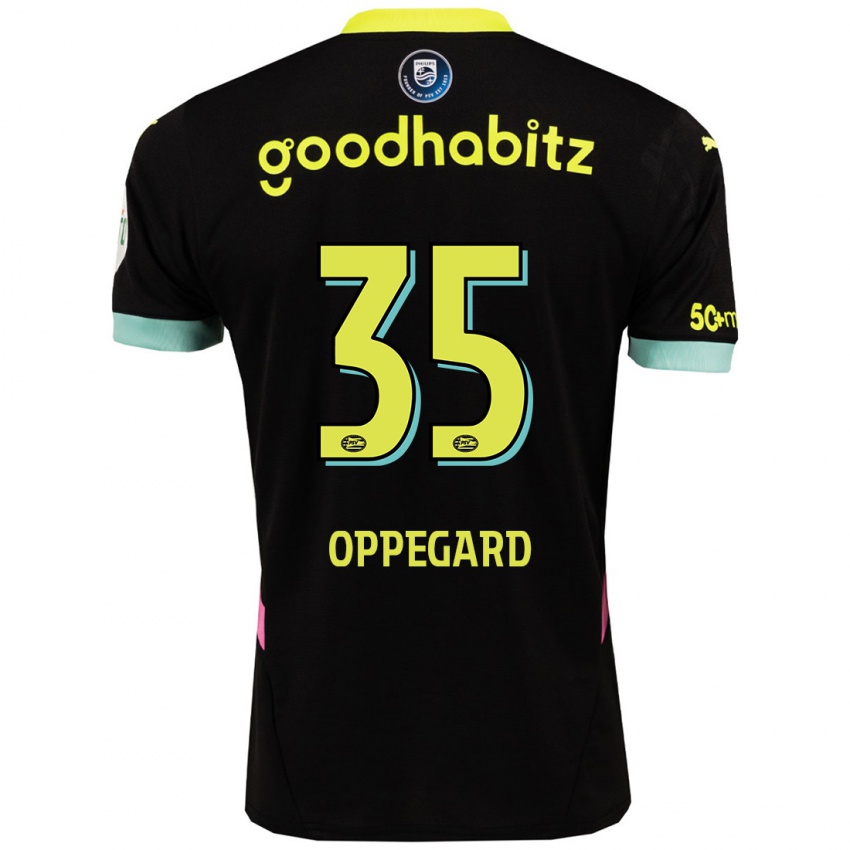 Niño Camiseta Fredrik Oppegard #35 Negro Amarillo 2ª Equipación 2024/25 La Camisa Chile