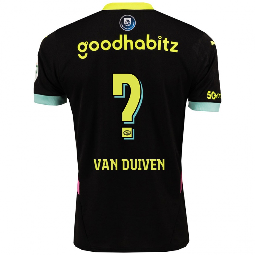 Niño Camiseta Robin Van Duiven #0 Negro Amarillo 2ª Equipación 2024/25 La Camisa Chile